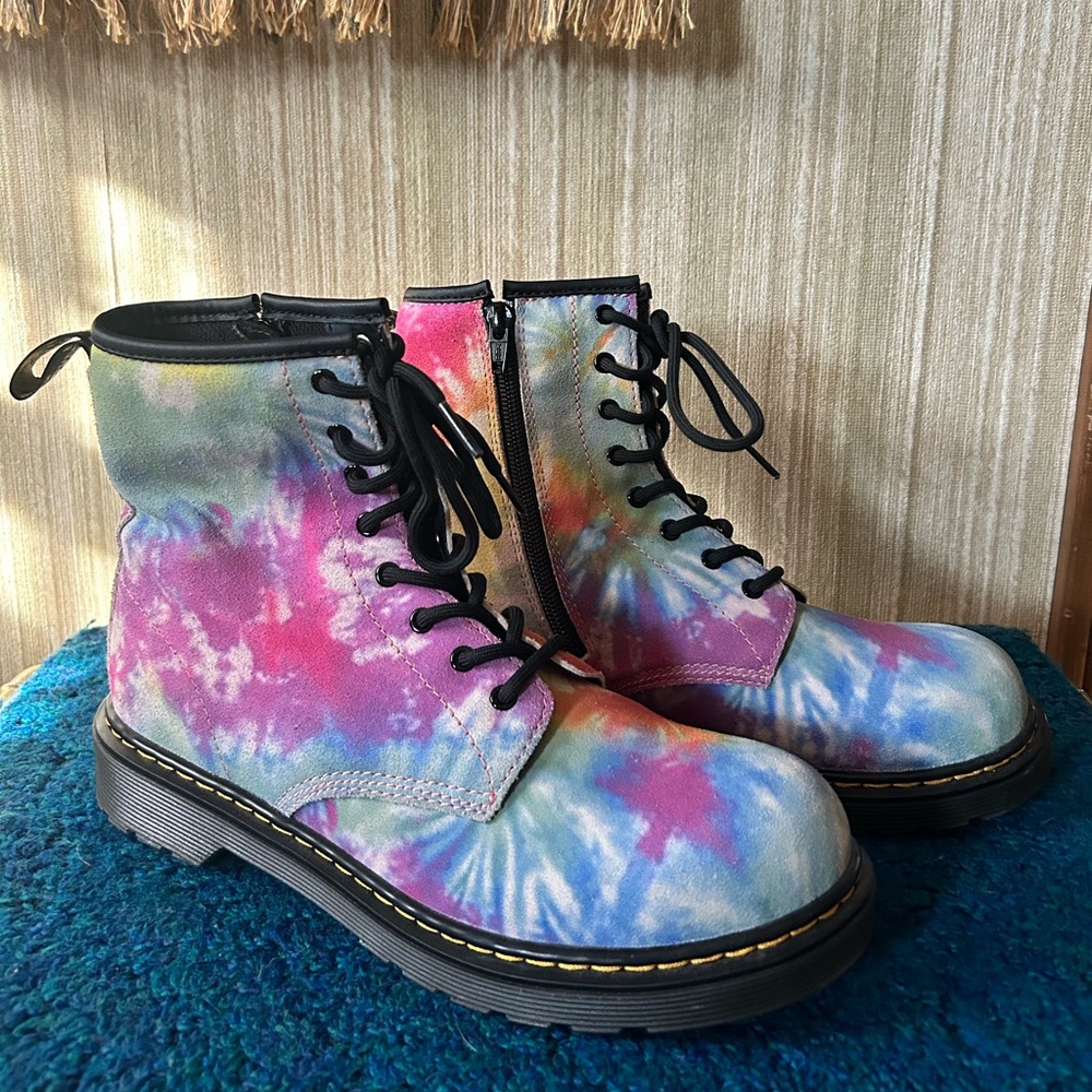 Dr. Martens Zip-up Boots 1460 Shoes Suede Tie Dye Multi Size 7 NEW